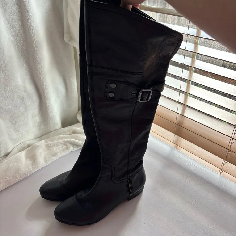 Apepazza Leather Knee High Boots Black Size 8